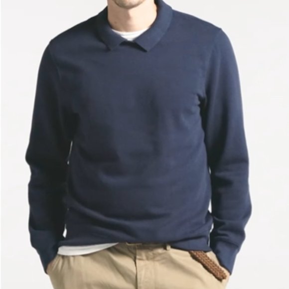 JCREW Pique Fleece Collared Polo Sweatshirt - Picture 1 of 6
